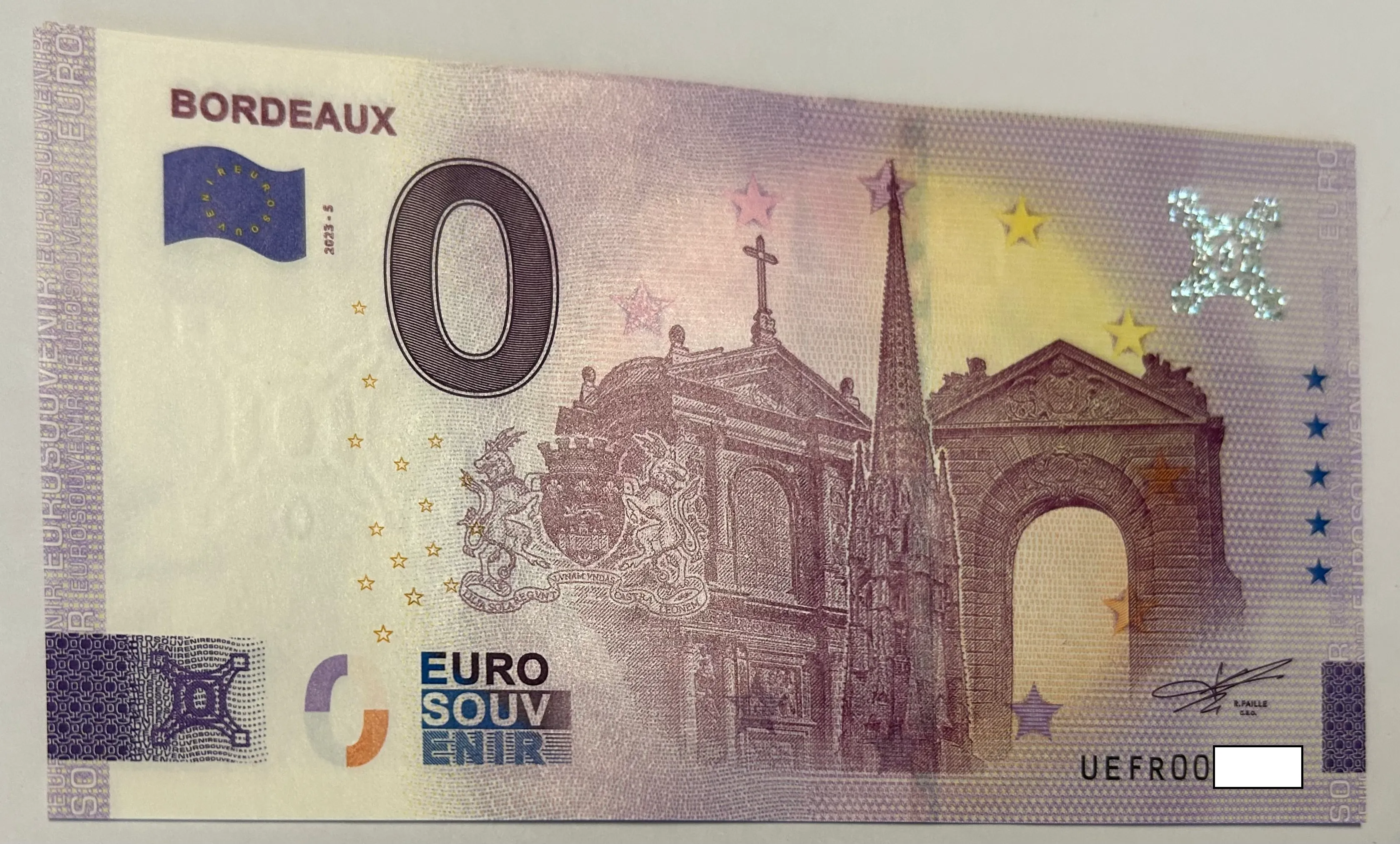 BILLETE 0 EURO FRANCIA UEFR 2023-5 BORDEAUX